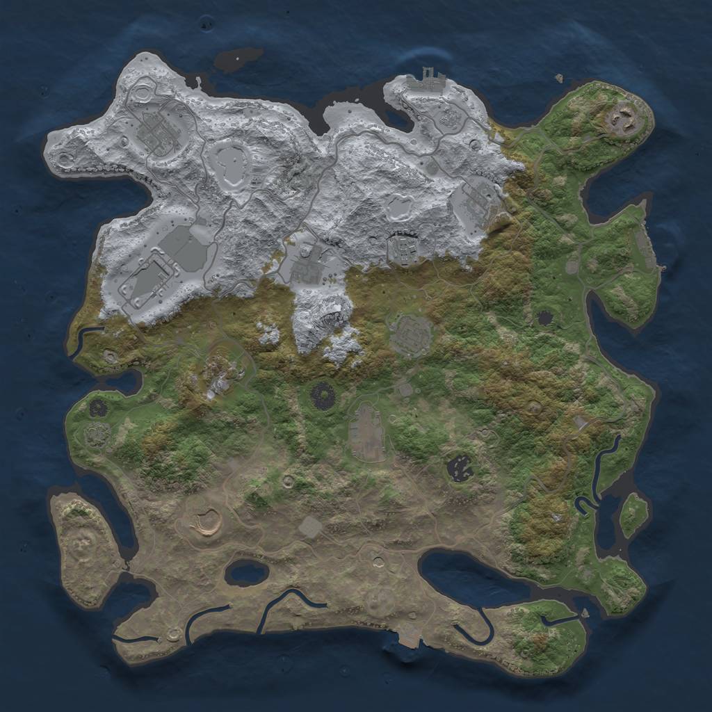 Rust Map: Procedural Map, Size: 4000, Seed: 1343966751, 19 Monuments
