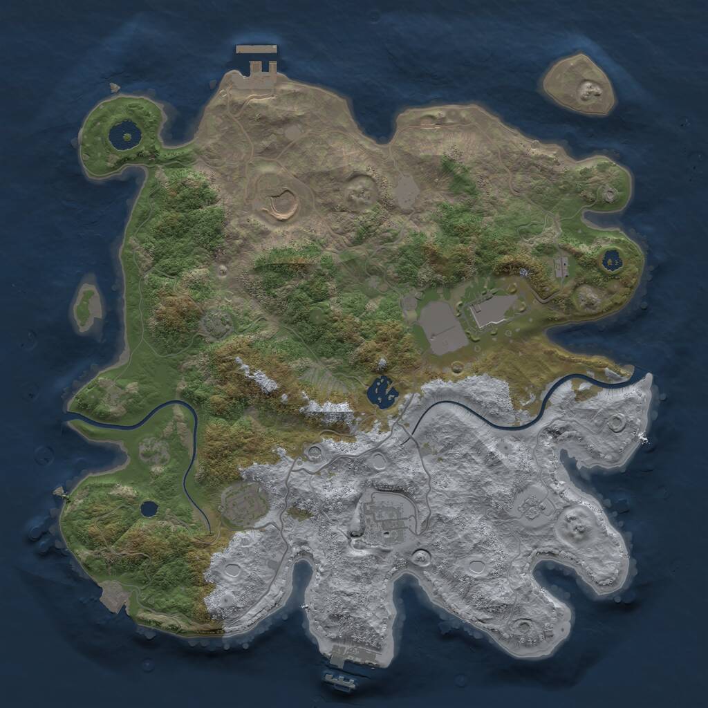 Rust Map: Procedural Map, Size: 3500, Seed: 607189607, 11 Monuments