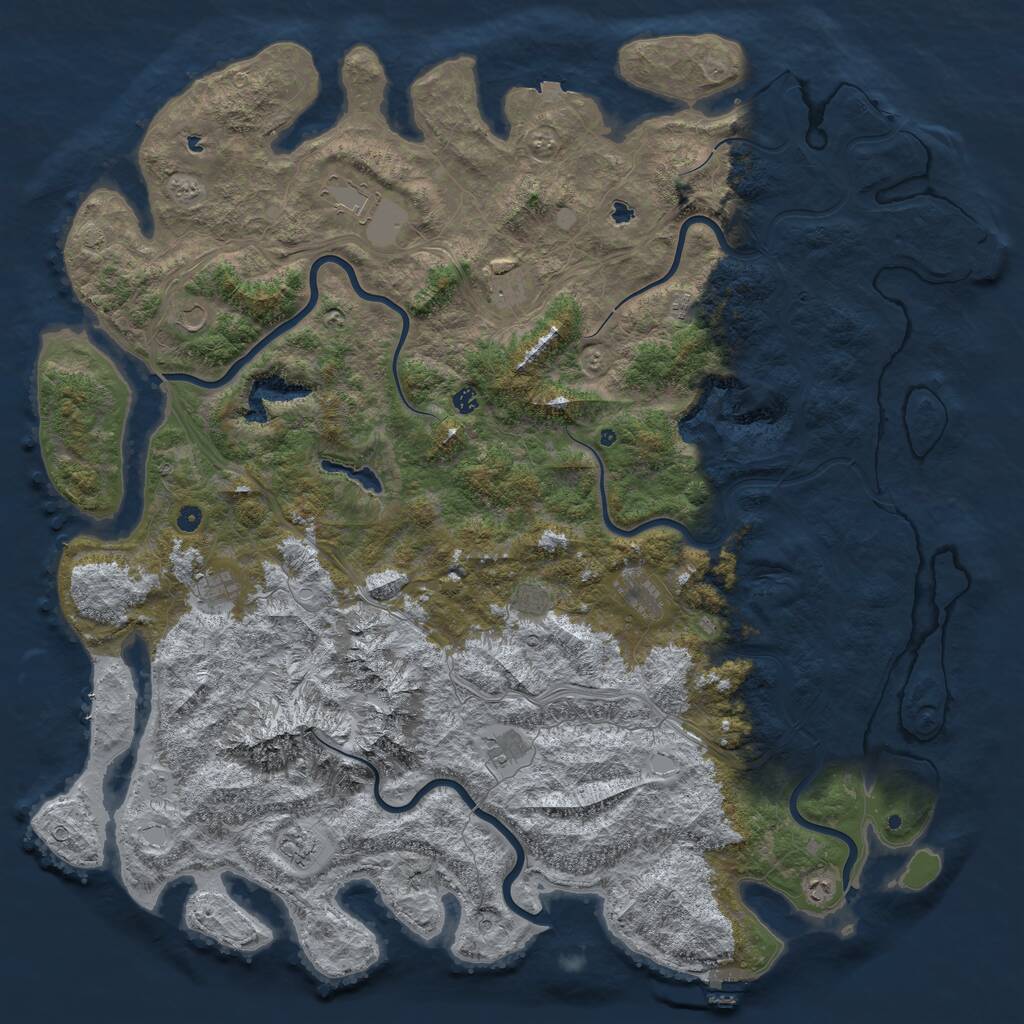 Rust Map: Procedural Map, Size: 6000, Seed: 9028310, 17 Monuments