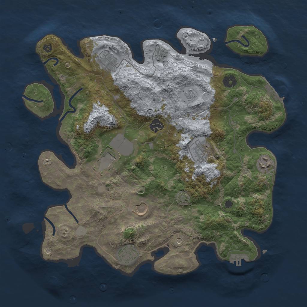 Rust Map: Procedural Map, Size: 3500, Seed: 1234580992, 16 Monuments