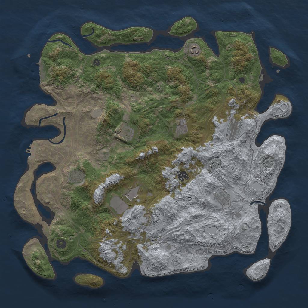 Rust Map: Procedural Map, Size: 4500, Seed: 797421641, 17 Monuments