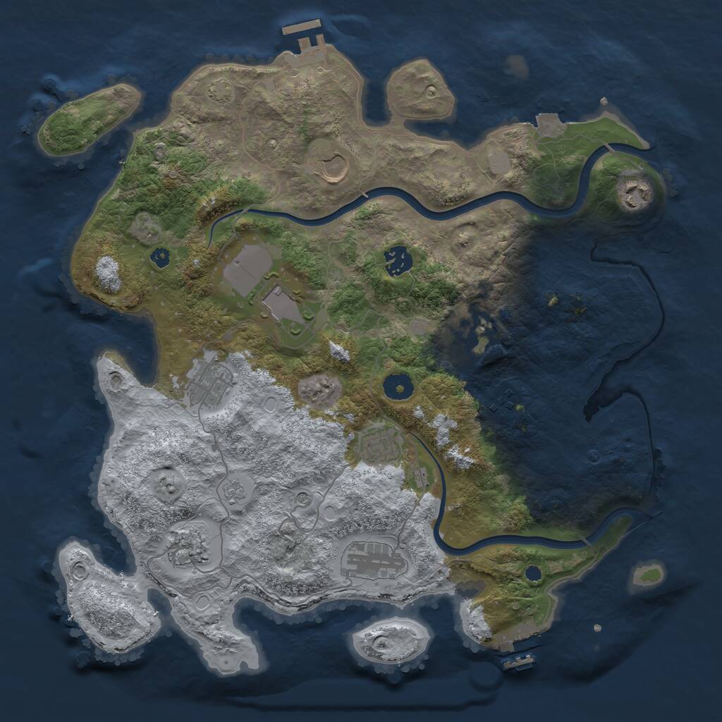 Rust Map: Procedural Map, Size: 3750, Seed: 356967, 16 Monuments