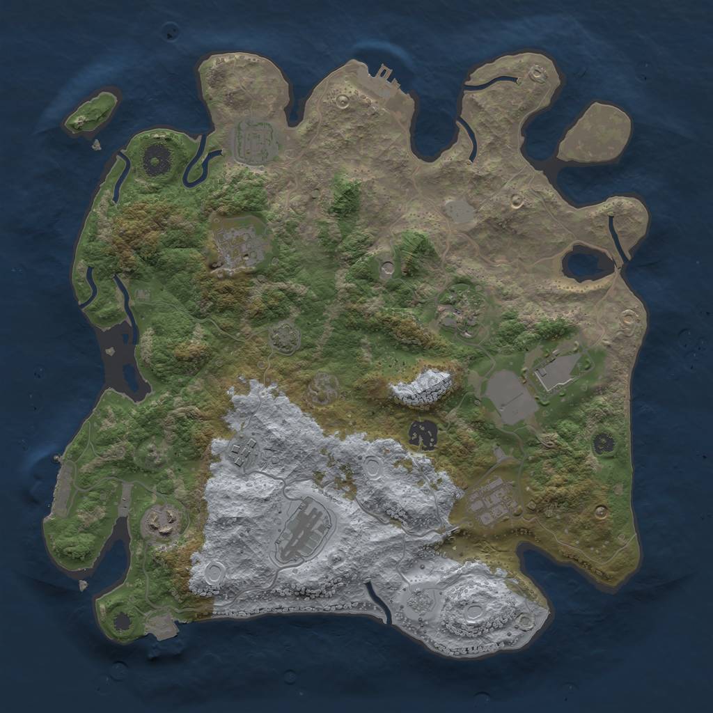 Rust Map: Procedural Map, Size: 3500, Seed: 183645597, 17 Monuments