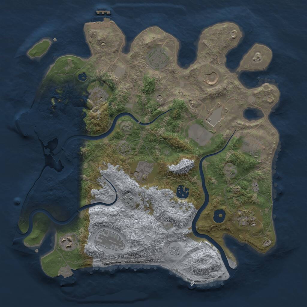 Rust Map: Procedural Map, Size: 3500, Seed: 183645597, 17 Monuments