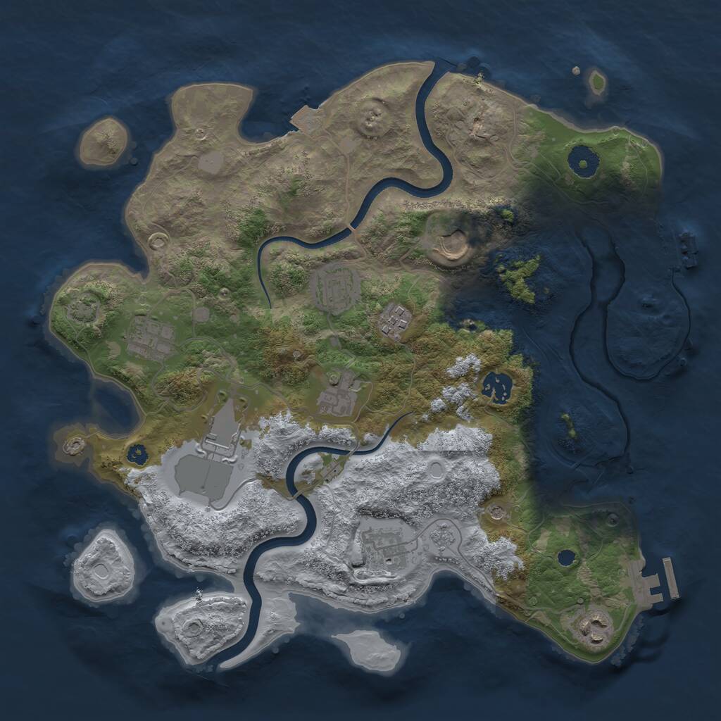 Rust Map: Procedural Map, Size: 3500, Seed: 410152322, 15 Monuments