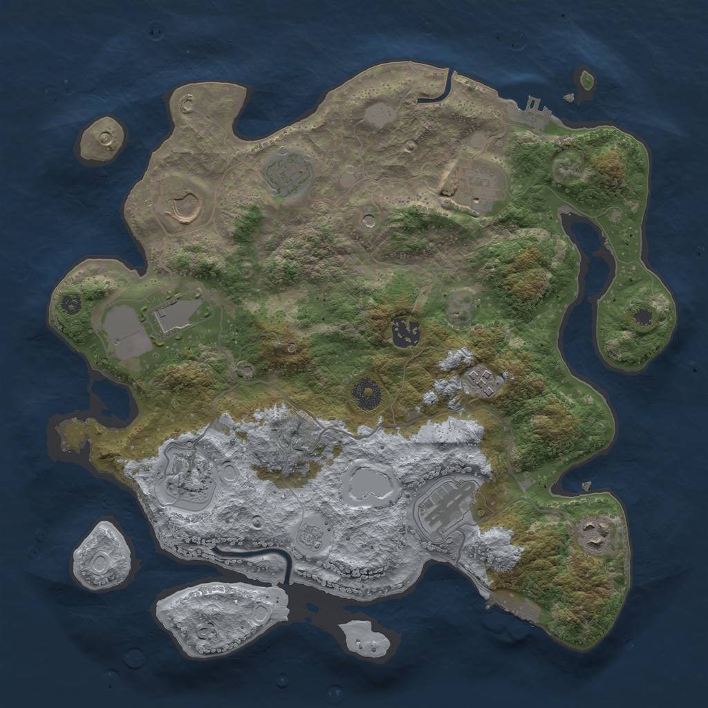 Rust Map: Procedural Map, Size: 3500, Seed: 410152322, 16 Monuments