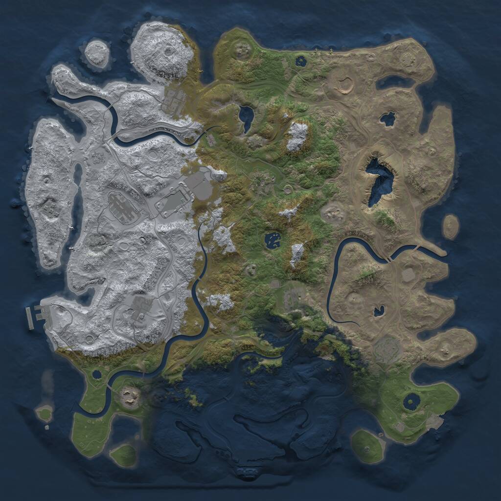 Rust Map: Procedural Map, Size: 4500, Seed: 1199738396, 17 Monuments