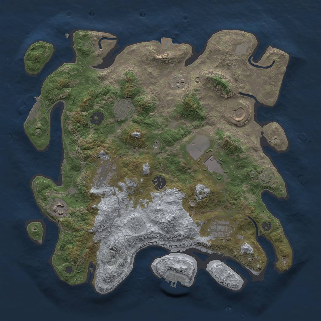 Rust Map: Procedural Map, Size: 3500, Seed: 34812381, 16 Monuments