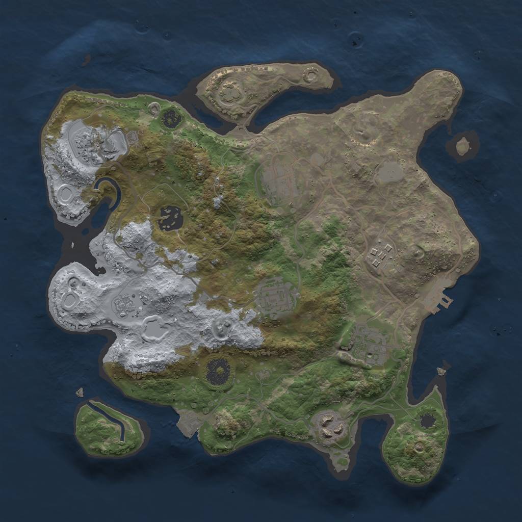 Rust Map: Procedural Map, Size: 3000, Seed: 938971527, 13 Monuments