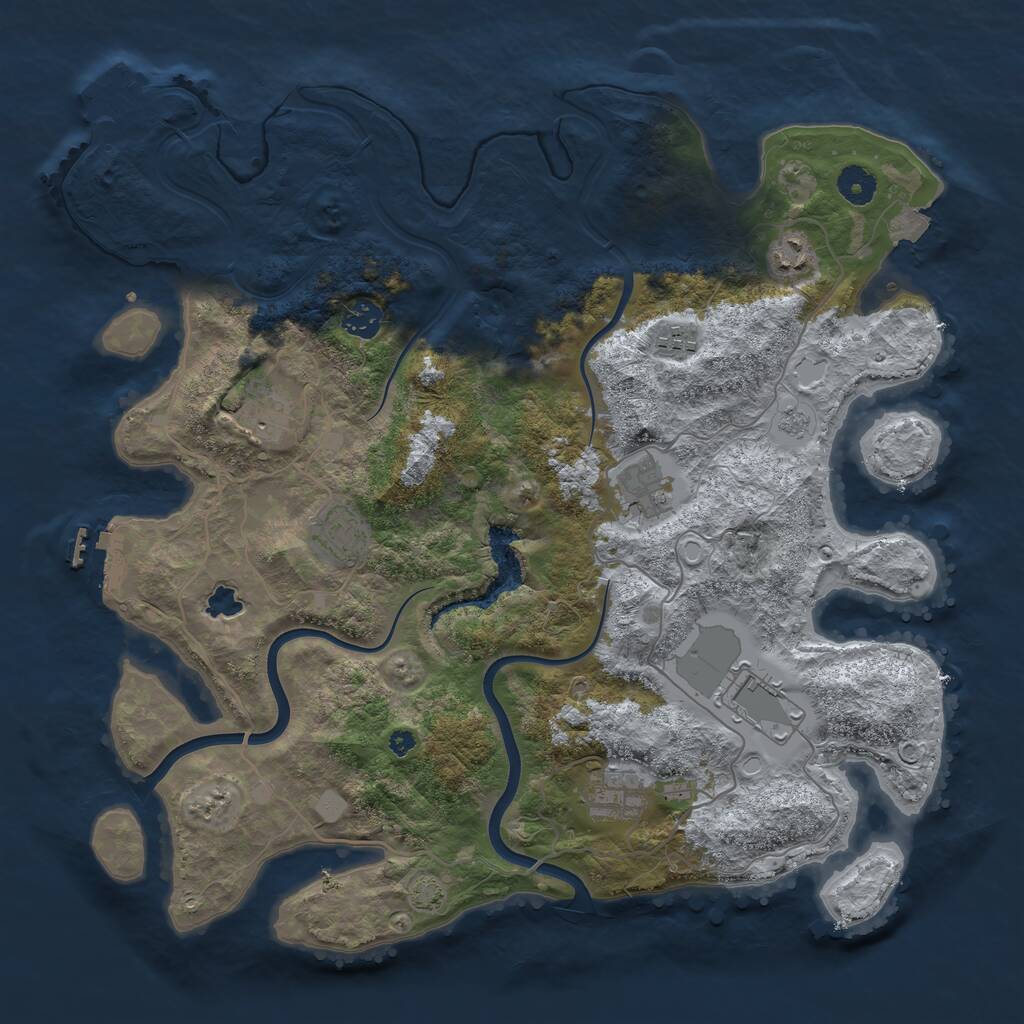 Rust Map: Procedural Map, Size: 4000, Seed: 7413506, 13 Monuments