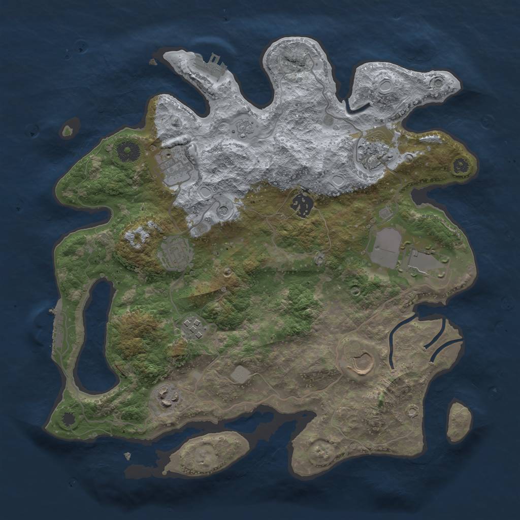 Rust Map: Procedural Map, Size: 3500, Seed: 850927331, 15 Monuments