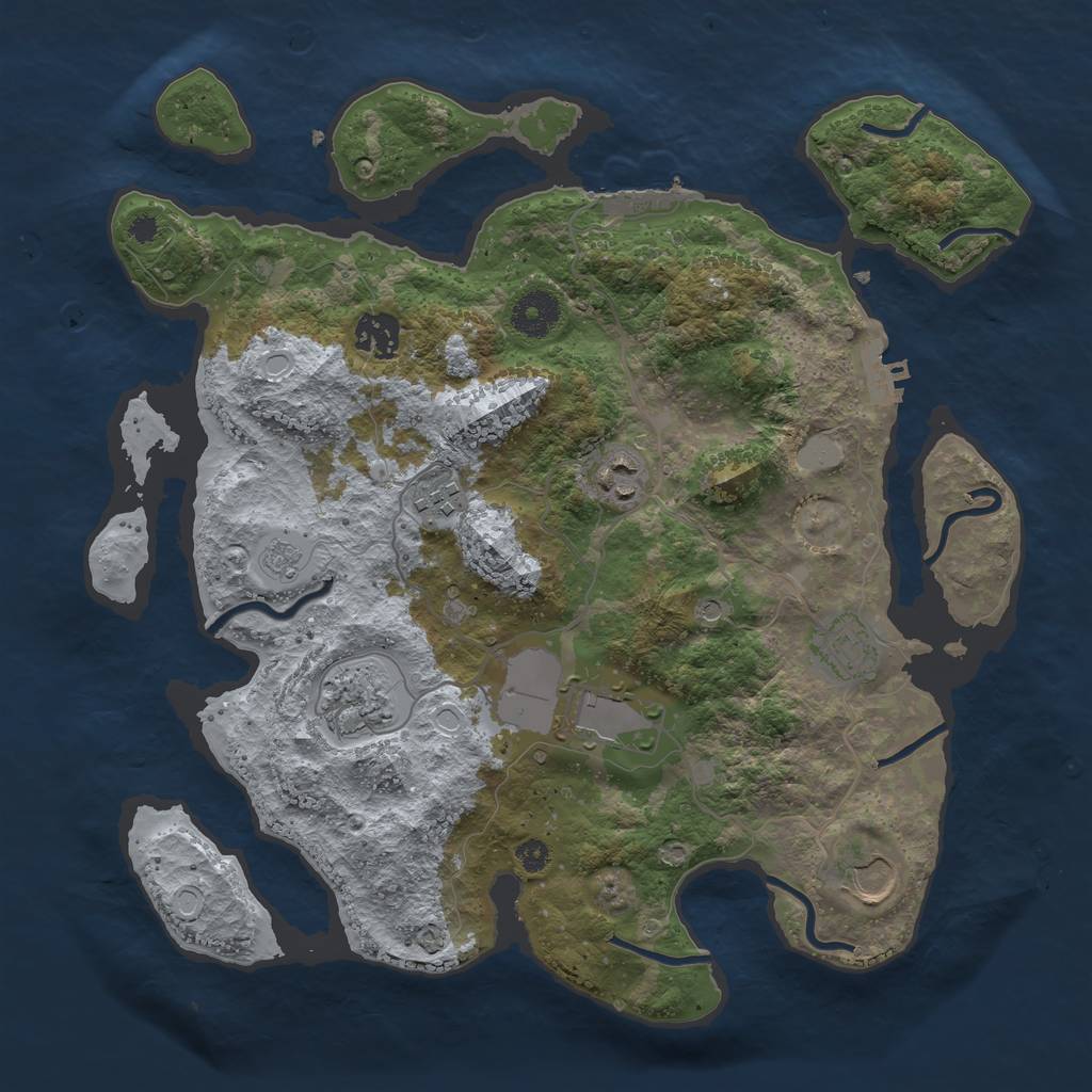 Rust Map: Procedural Map, Size: 3500, Seed: 1258169982, 14 Monuments