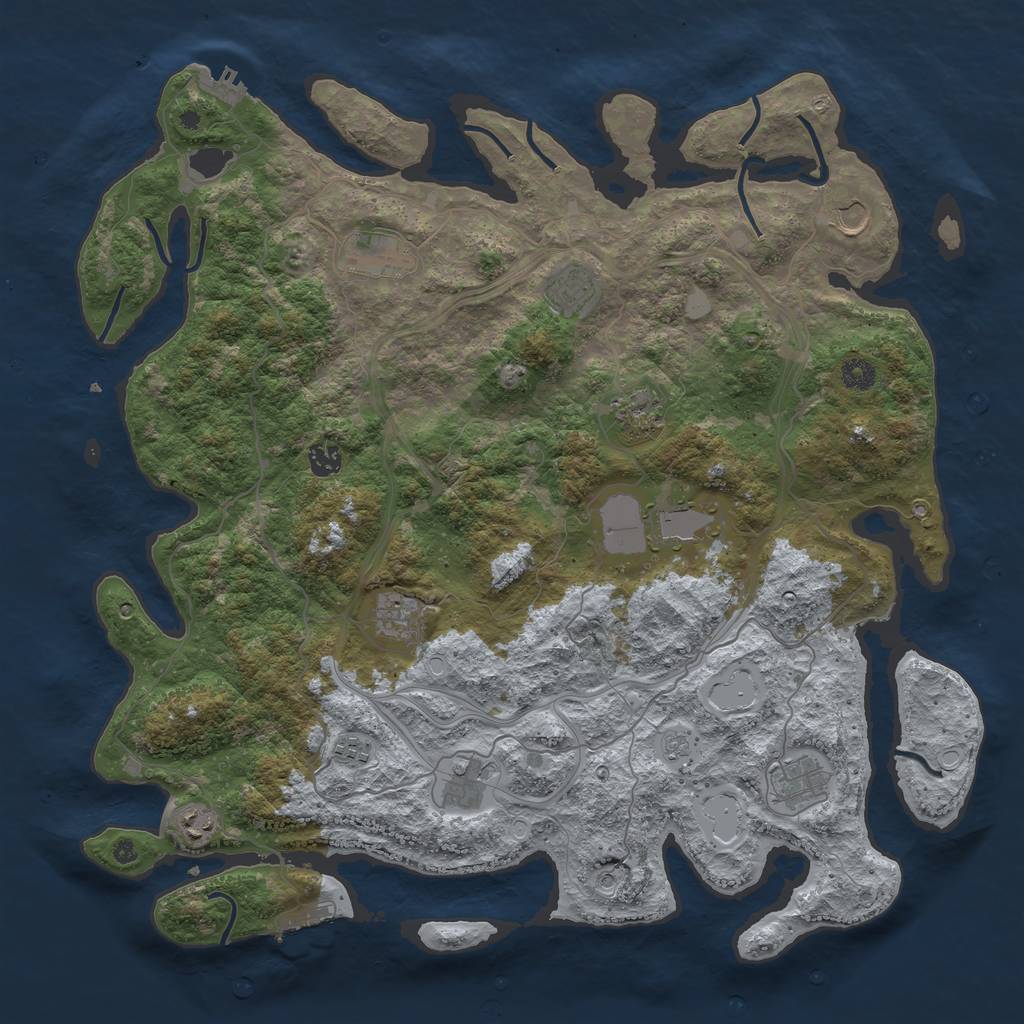 Rust Map: Procedural Map, Size: 4500, Seed: 453305377, 18 Monuments