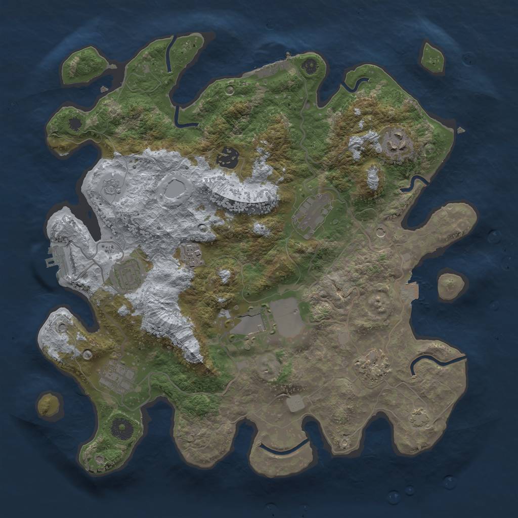 Rust Map: Procedural Map, Size: 3500, Seed: 1562119577, 16 Monuments