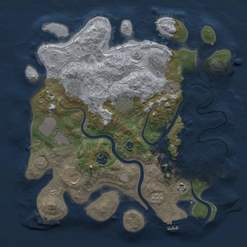 Rust Map: Procedural Map, Size: 3500, Seed: 8963, 14 Monuments