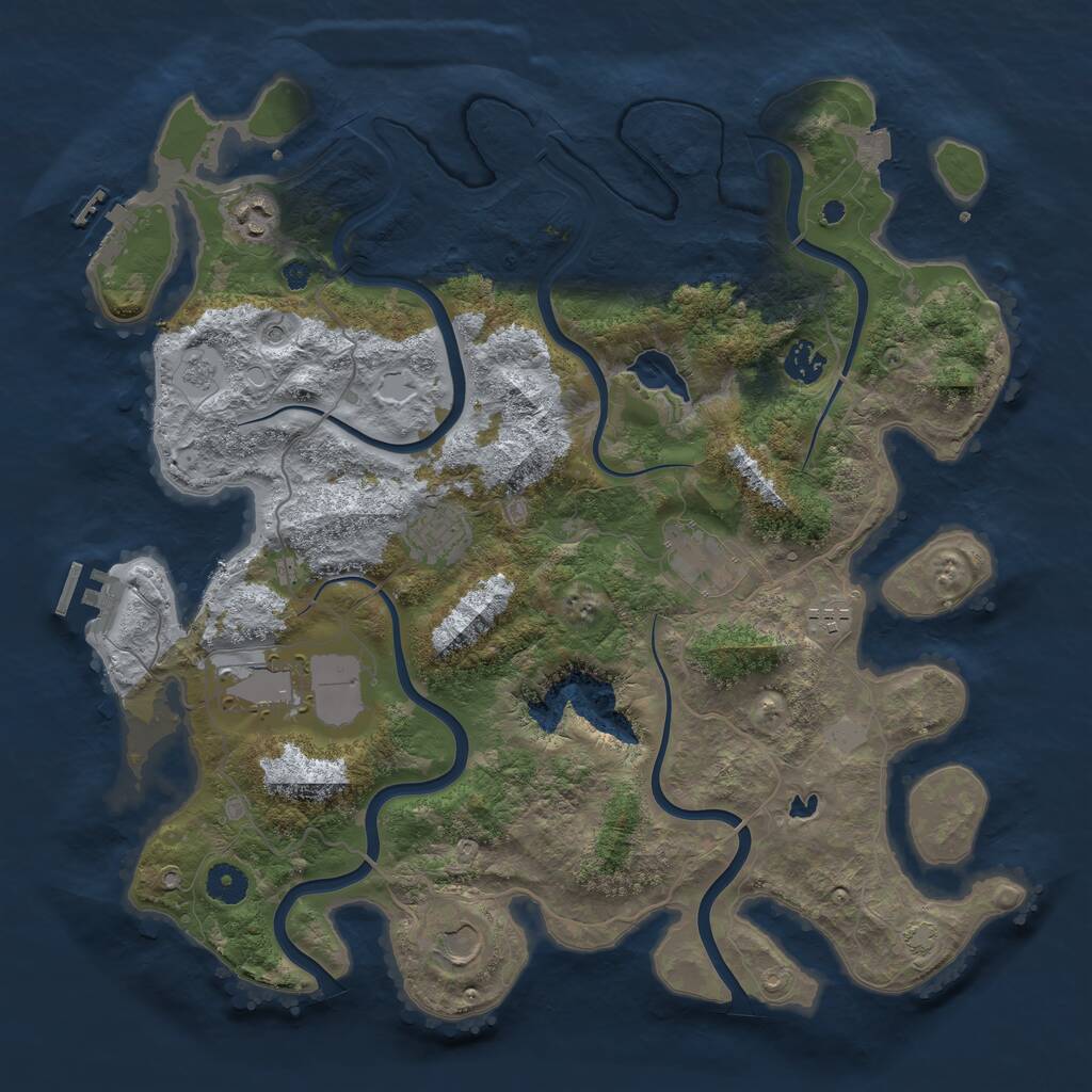 Rust Map: Procedural Map, Size: 4000, Seed: 558430235, 13 Monuments