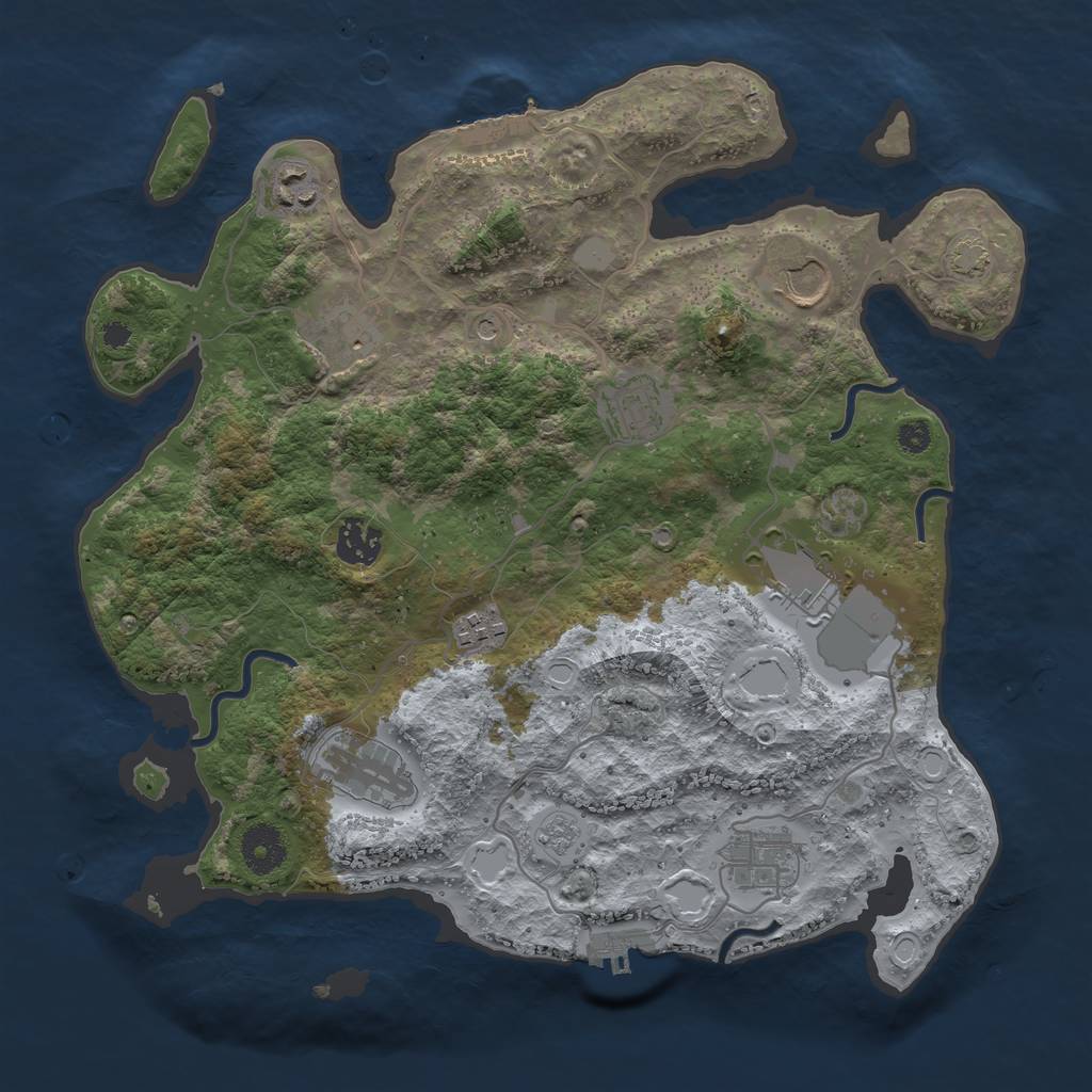 Rust Map: Procedural Map, Size: 3500, Seed: 60862, 17 Monuments