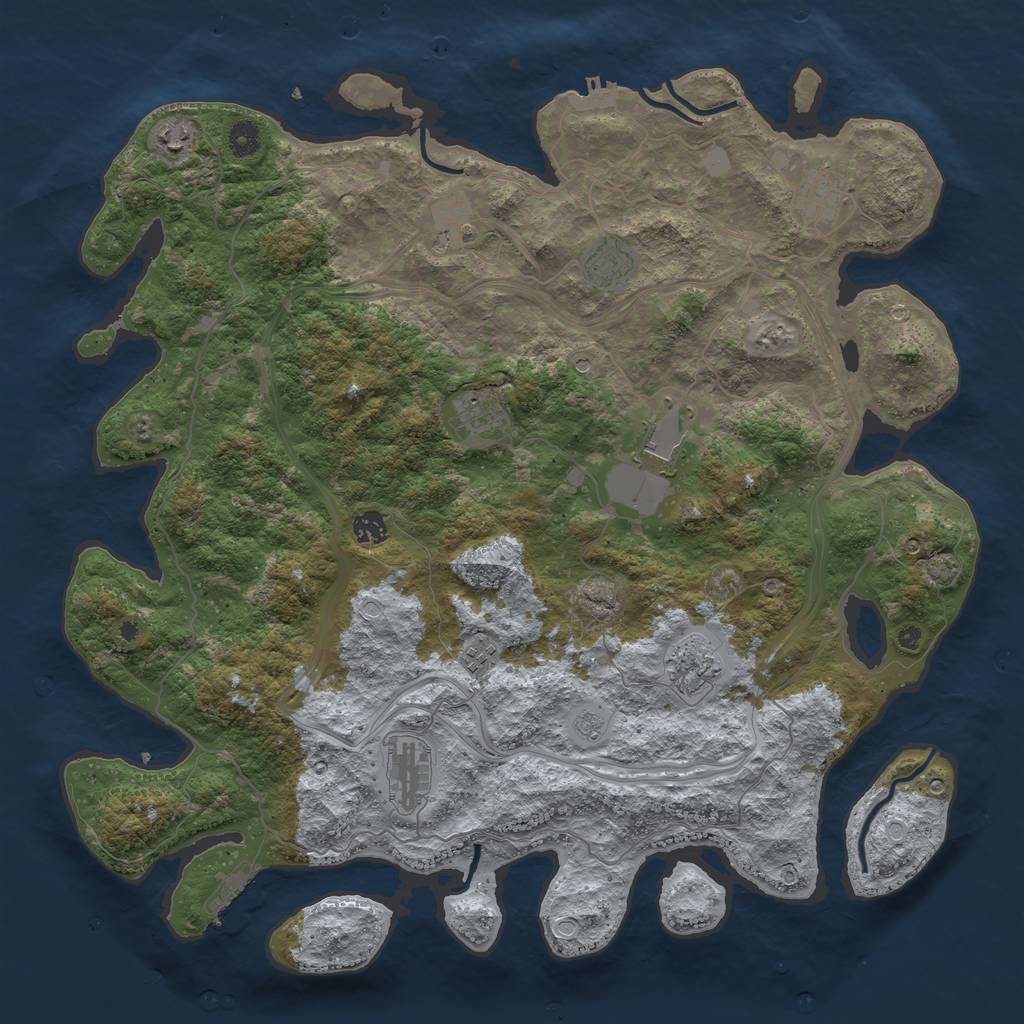 Rust Map: Procedural Map, Size: 4500, Seed: 1191970533, 18 Monuments