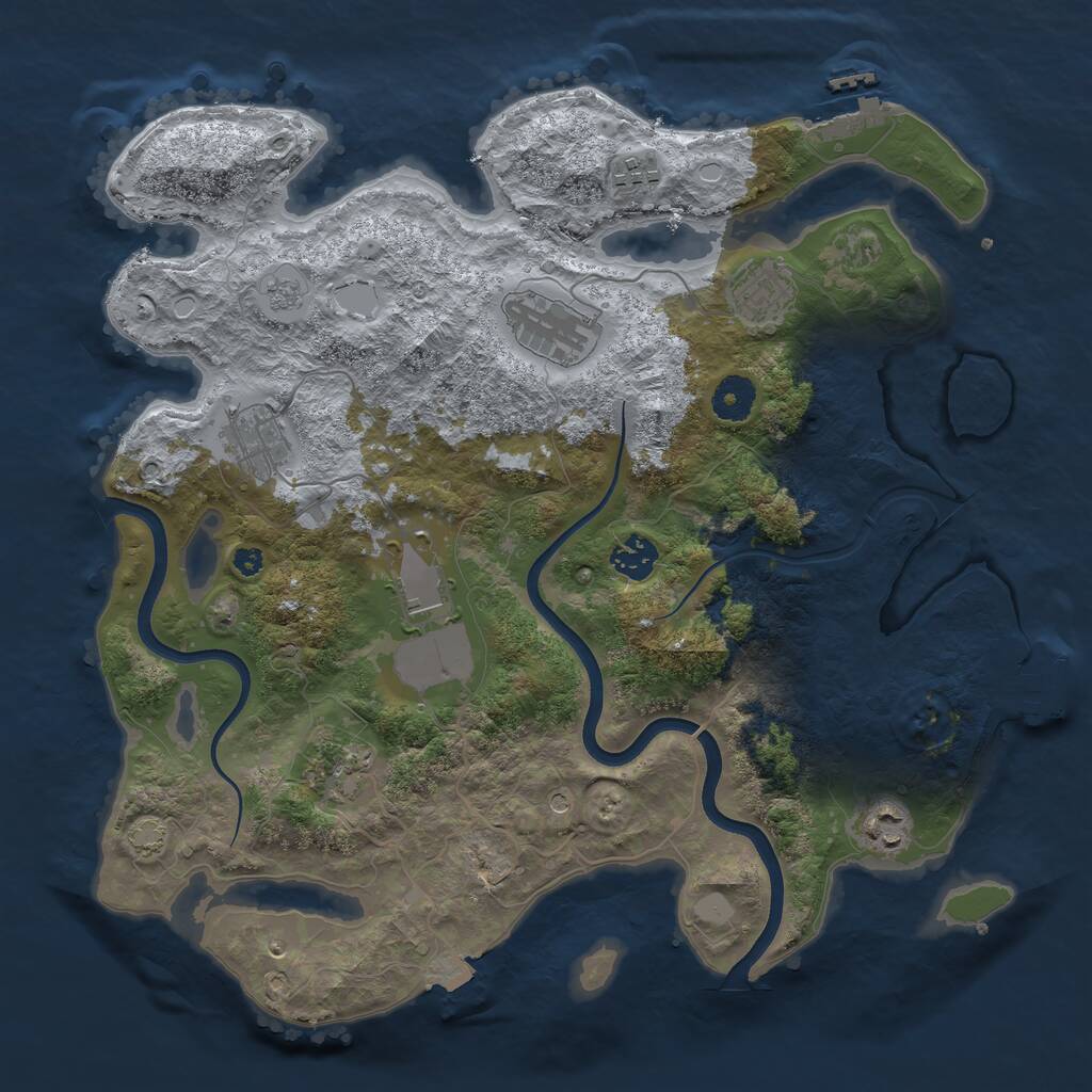 Rust Map: Procedural Map, Size: 3700, Seed: 30923353, 14 Monuments