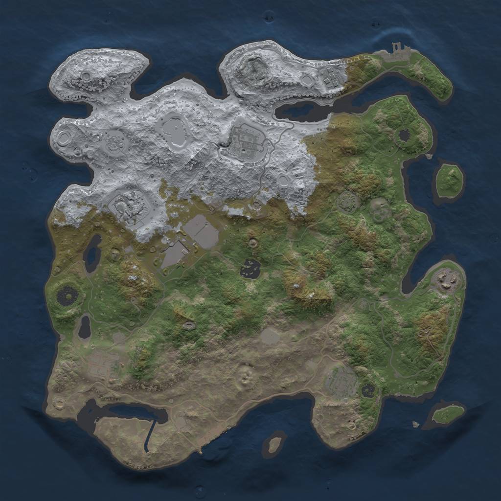 Rust Map: Procedural Map, Size: 3700, Seed: 30923353, 16 Monuments