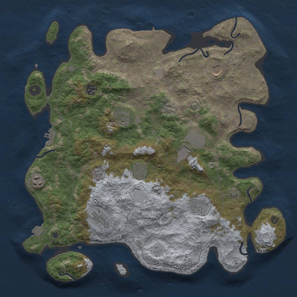 Rust Map: Procedural Map, Size: 4000, Seed: 34216017, 17 Monuments