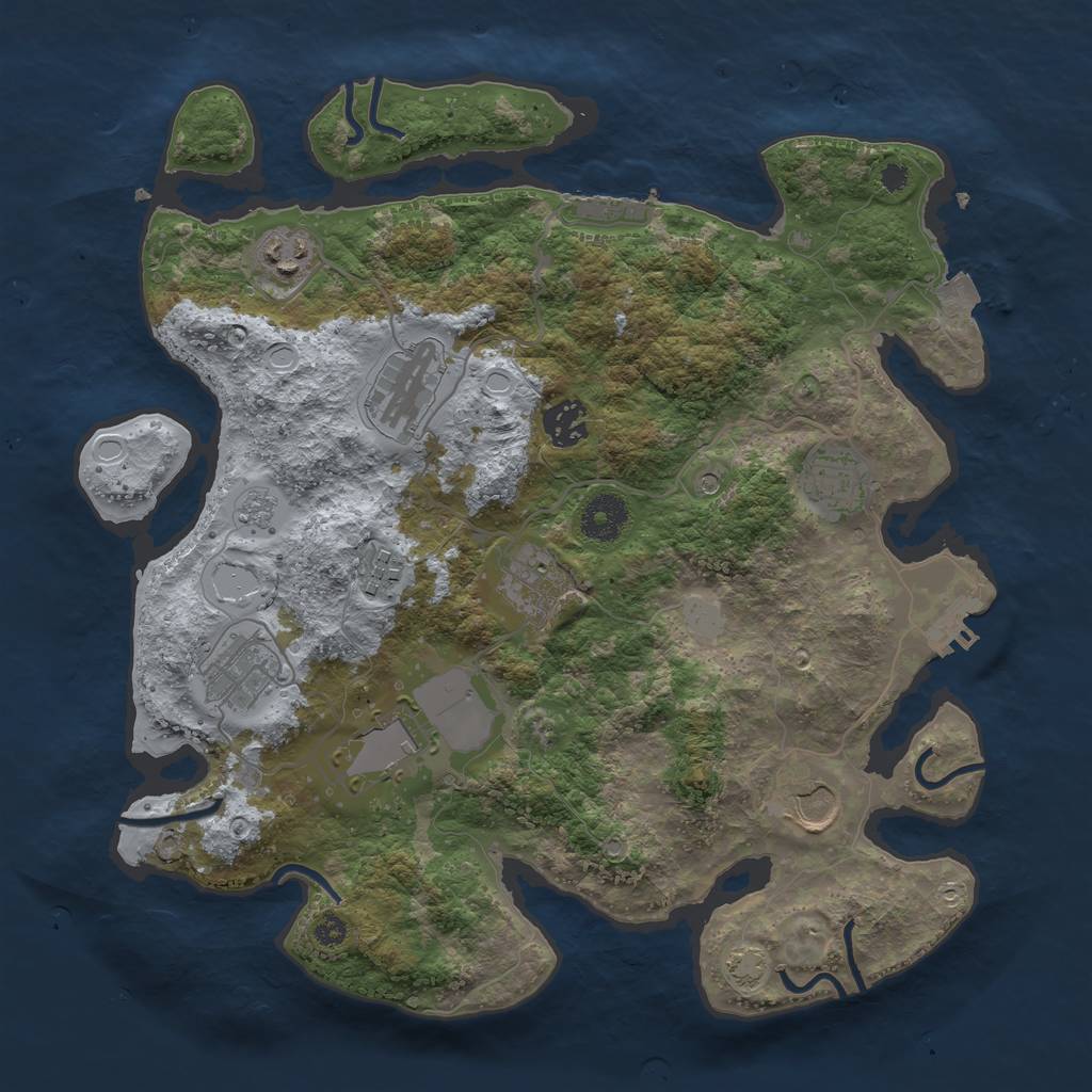 Rust Map: Procedural Map, Size: 3500, Seed: 584918233, 17 Monuments