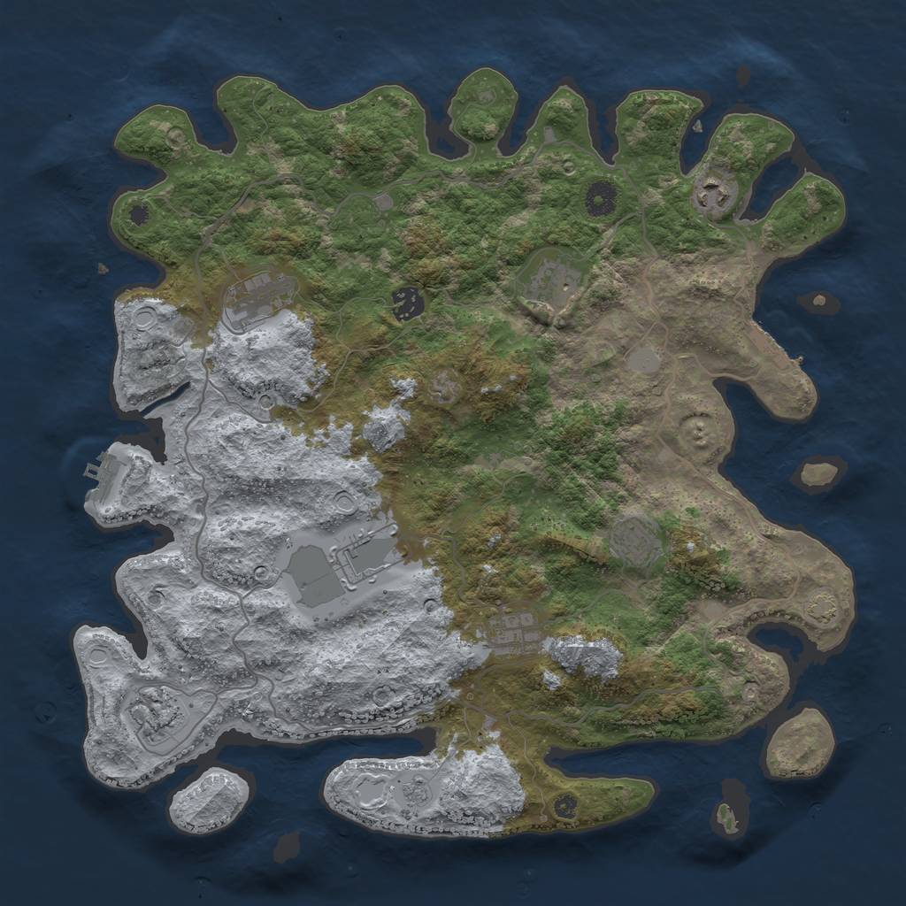 Rust Map: Procedural Map, Size: 4000, Seed: 1980765416, 16 Monuments