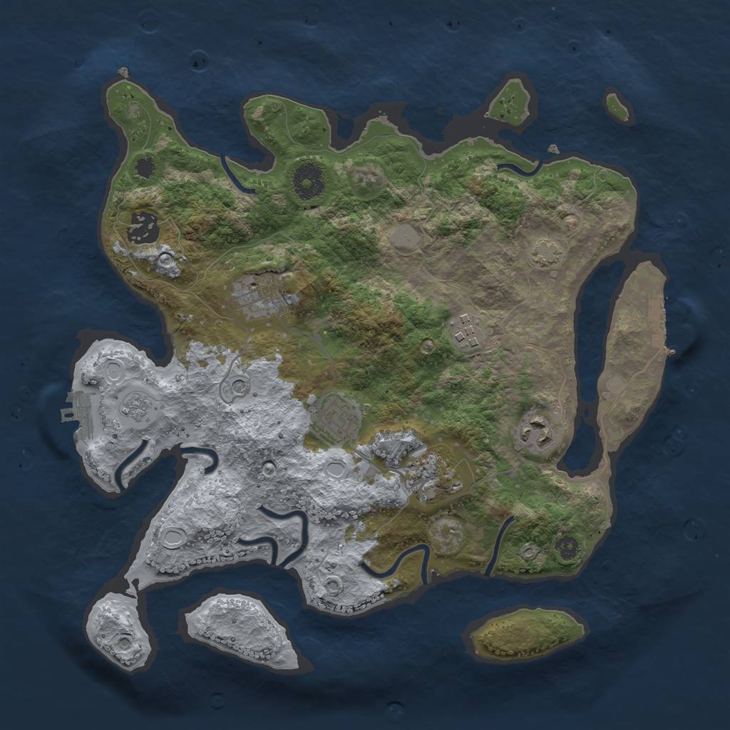 Rust Map: Procedural Map, Size: 3250, Seed: 38865998, 14 Monuments
