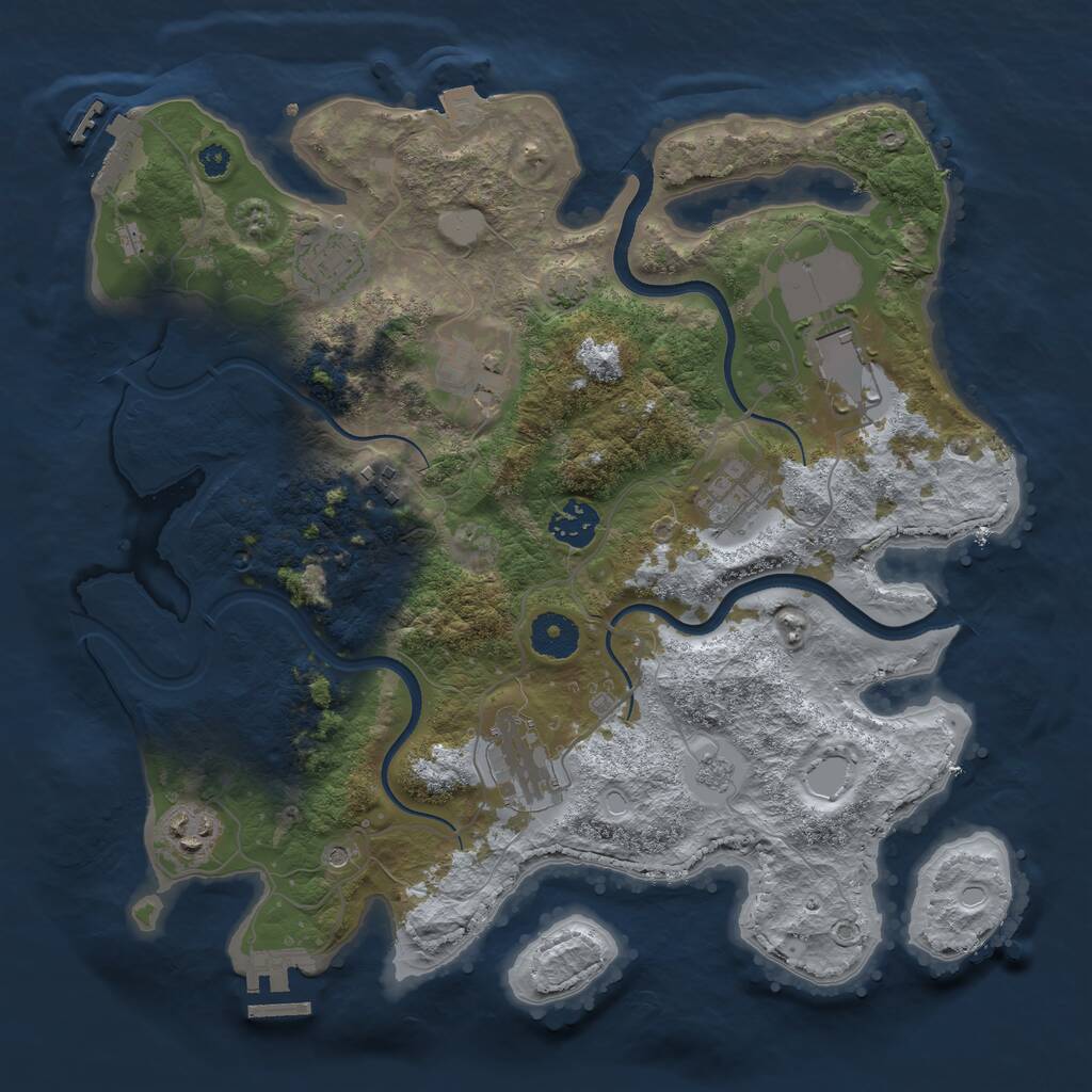 Rust Map: Procedural Map, Size: 3500, Seed: 54465465, 14 Monuments