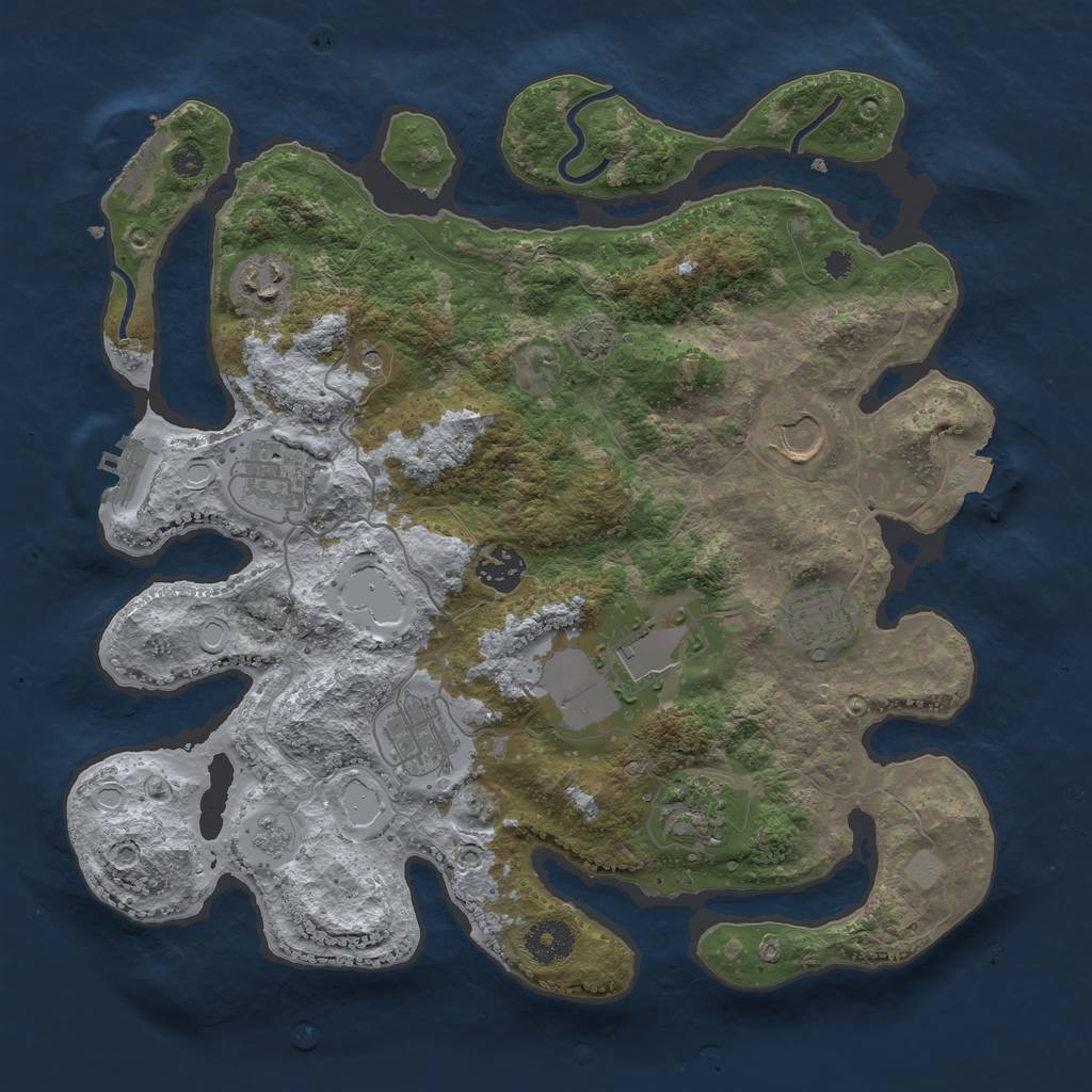 Rust Map: Procedural Map, Size: 3500, Seed: 1575419529, 16 Monuments