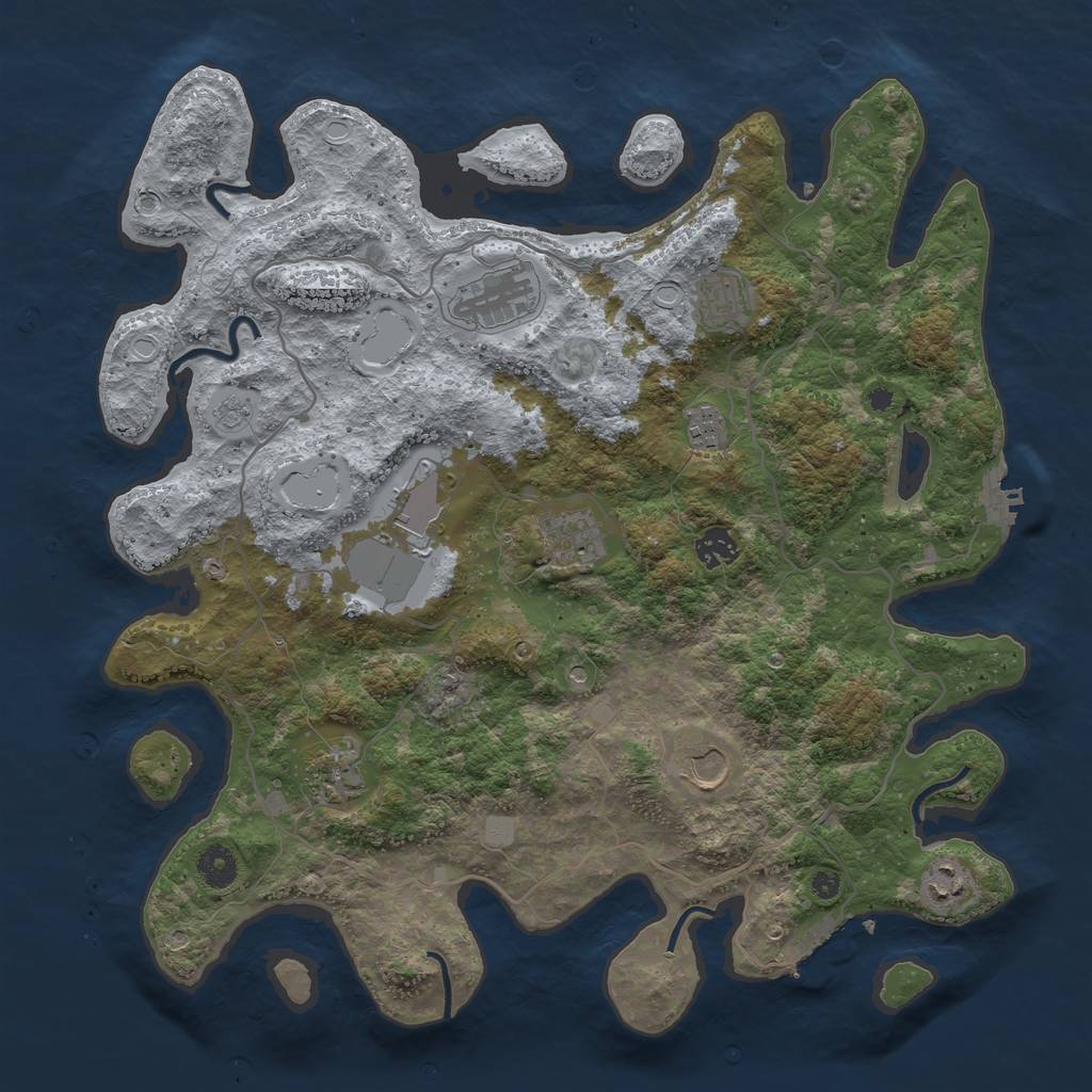 Rust Map: Procedural Map, Size: 4000, Seed: 1046747465, 16 Monuments