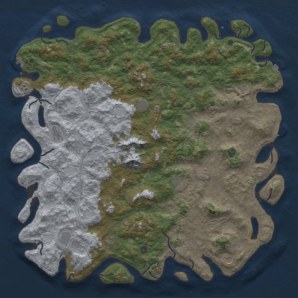 Rust Map: Procedural Map, Size: 6000, Seed: 970677217, 19 Monuments