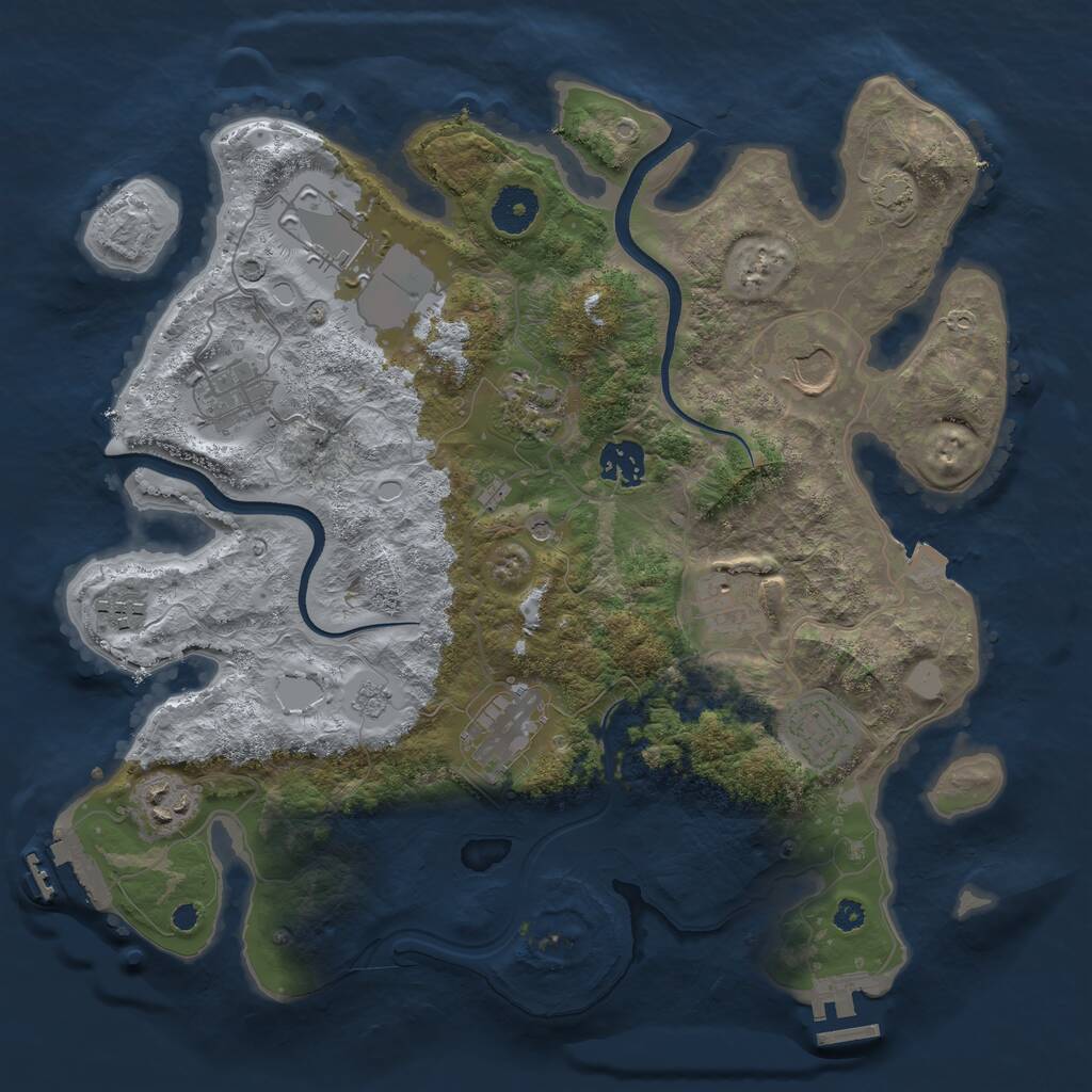 Rust Map: Procedural Map, Size: 3500, Seed: 431311345, 16 Monuments