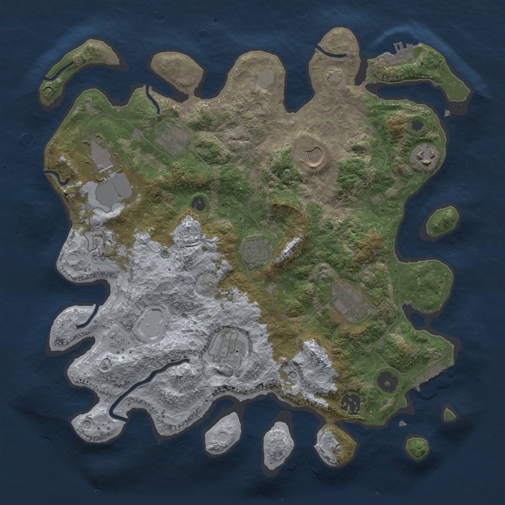 Rust Map: Procedural Map, Size: 3700, Seed: 1854567268, 17 Monuments
