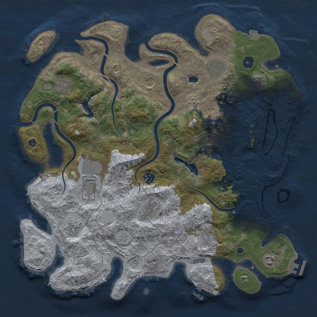 Rust Map: Procedural Map, Size: 4200, Seed: 6042023, 17 Monuments