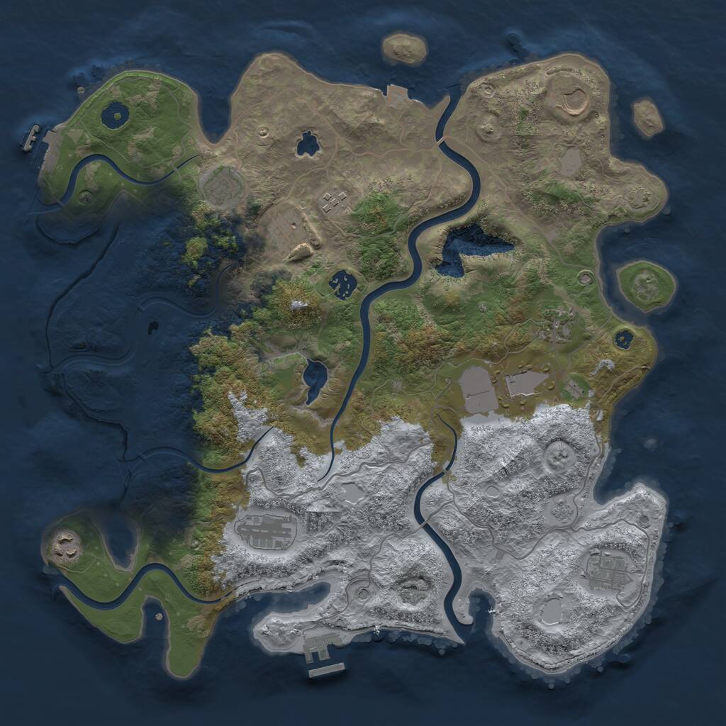 Rust Map: Procedural Map, Size: 4050, Seed: 846612524, 16 Monuments