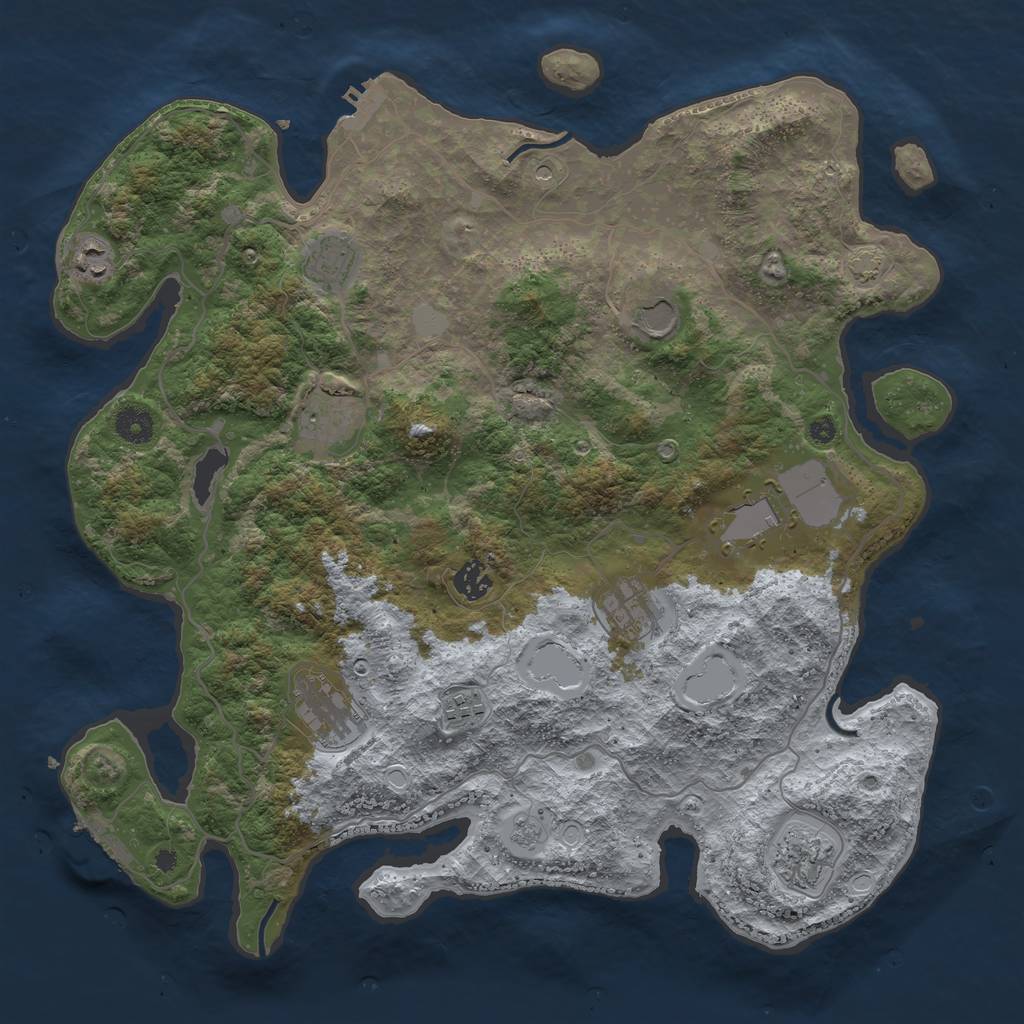 Rust Map: Procedural Map, Size: 4050, Seed: 846612524, 18 Monuments