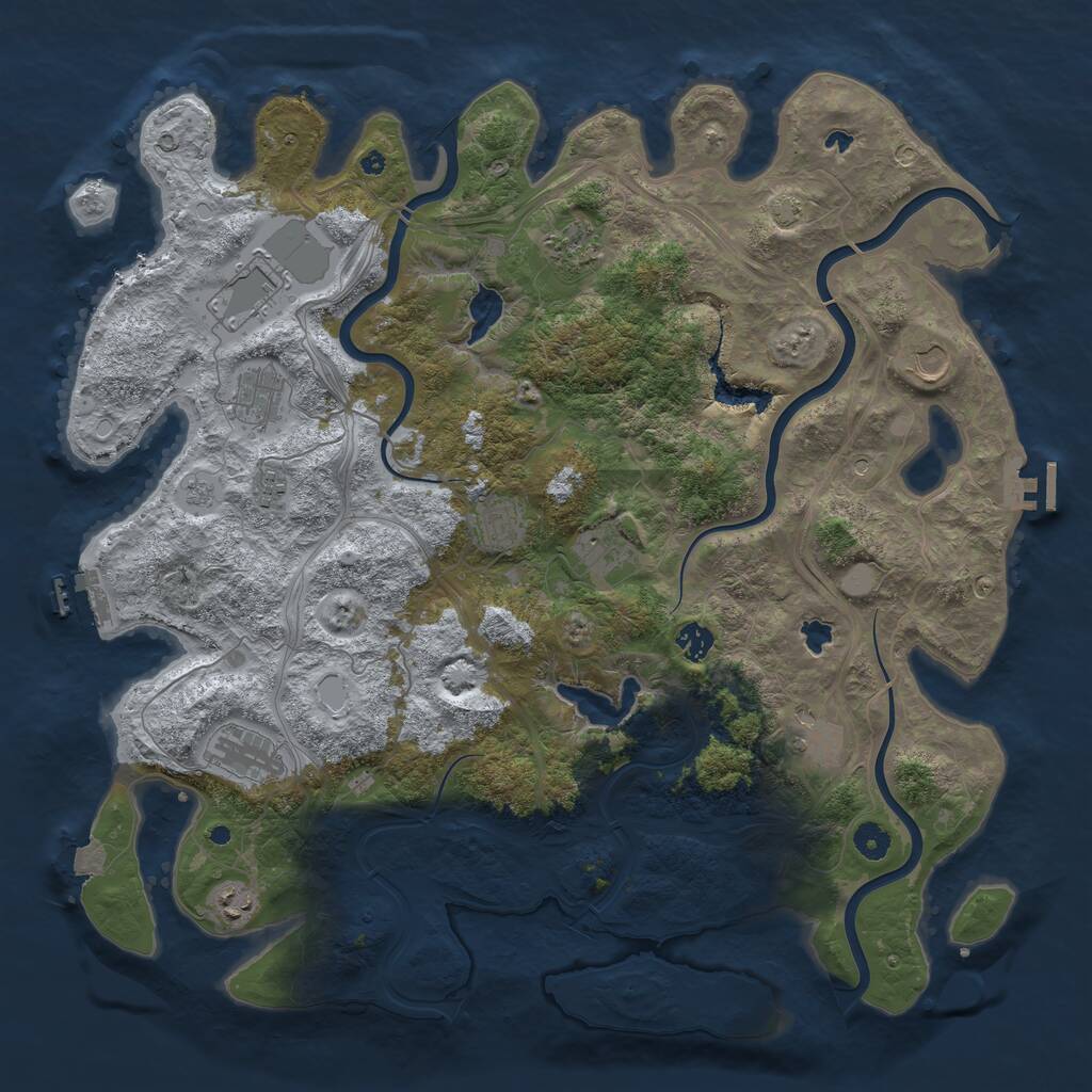 Rust Map: Procedural Map, Size: 4500, Seed: 672315785, 17 Monuments