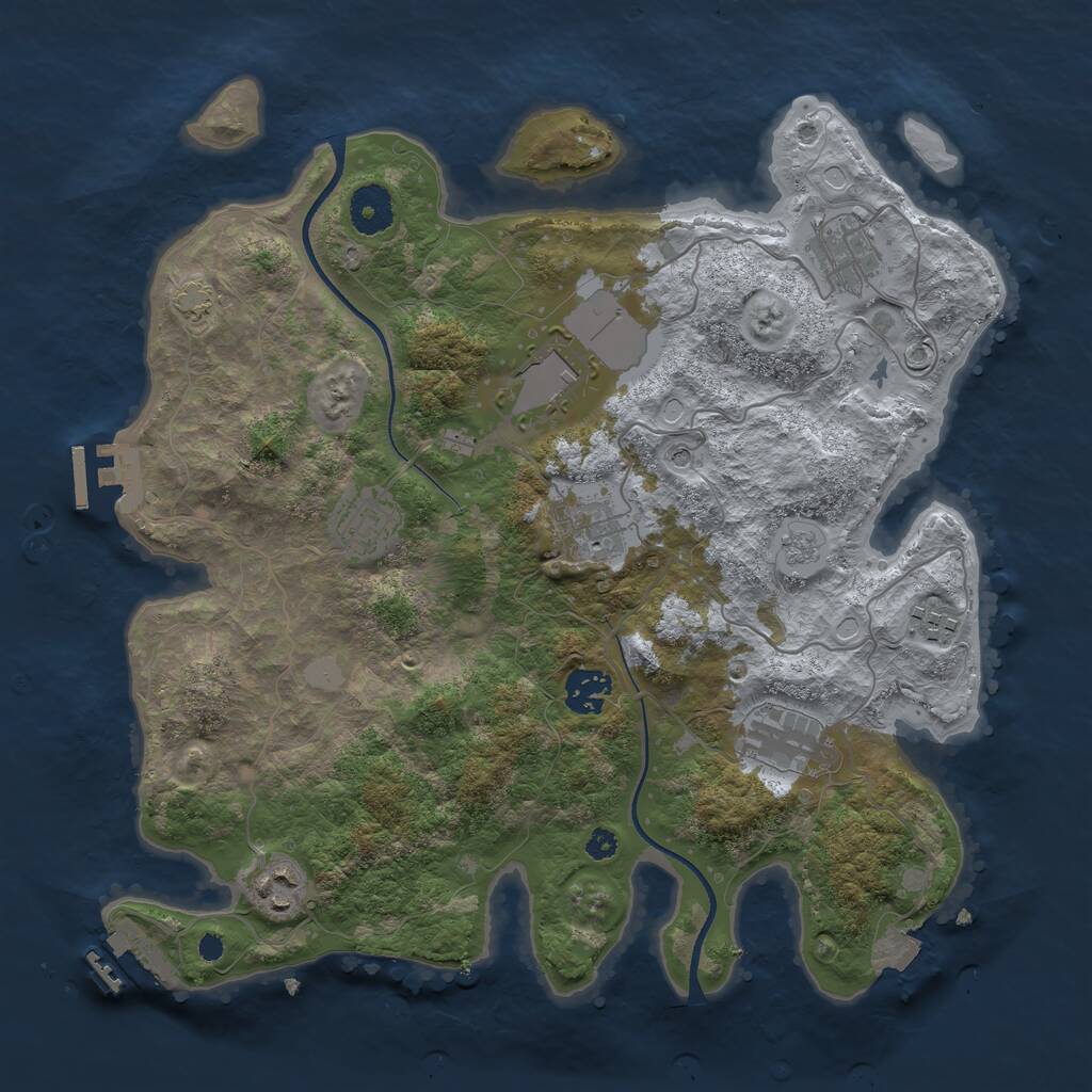 Rust Map: Procedural Map, Size: 3500, Seed: 746243649, 14 Monuments