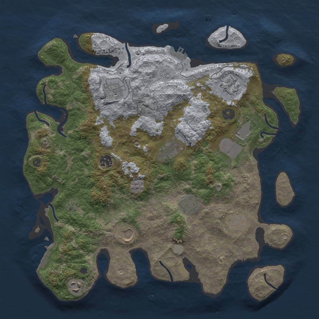 Rust Map: Procedural Map, Size: 3800, Seed: 55670, 17 Monuments