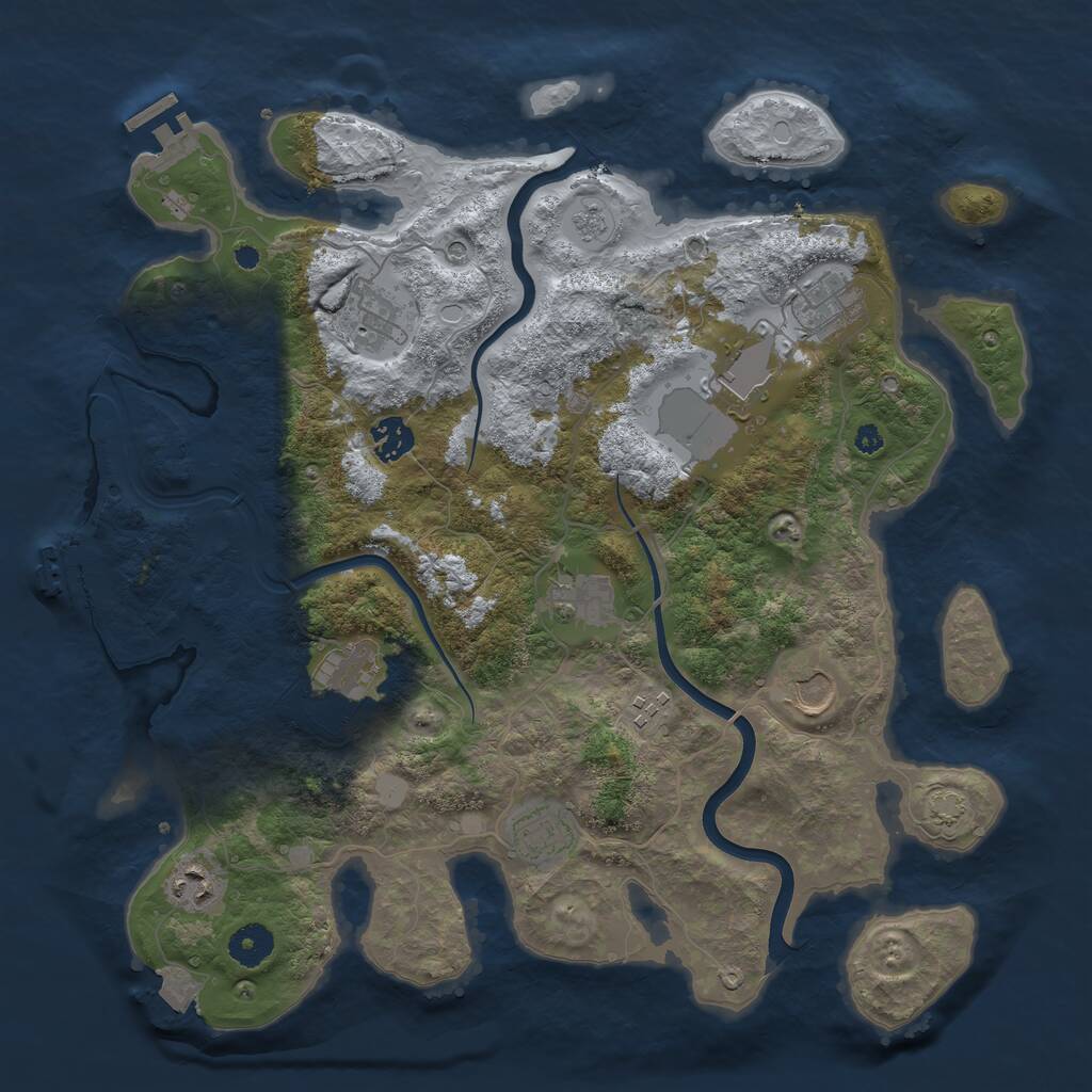 Rust Map: Procedural Map, Size: 3800, Seed: 55670, 16 Monuments