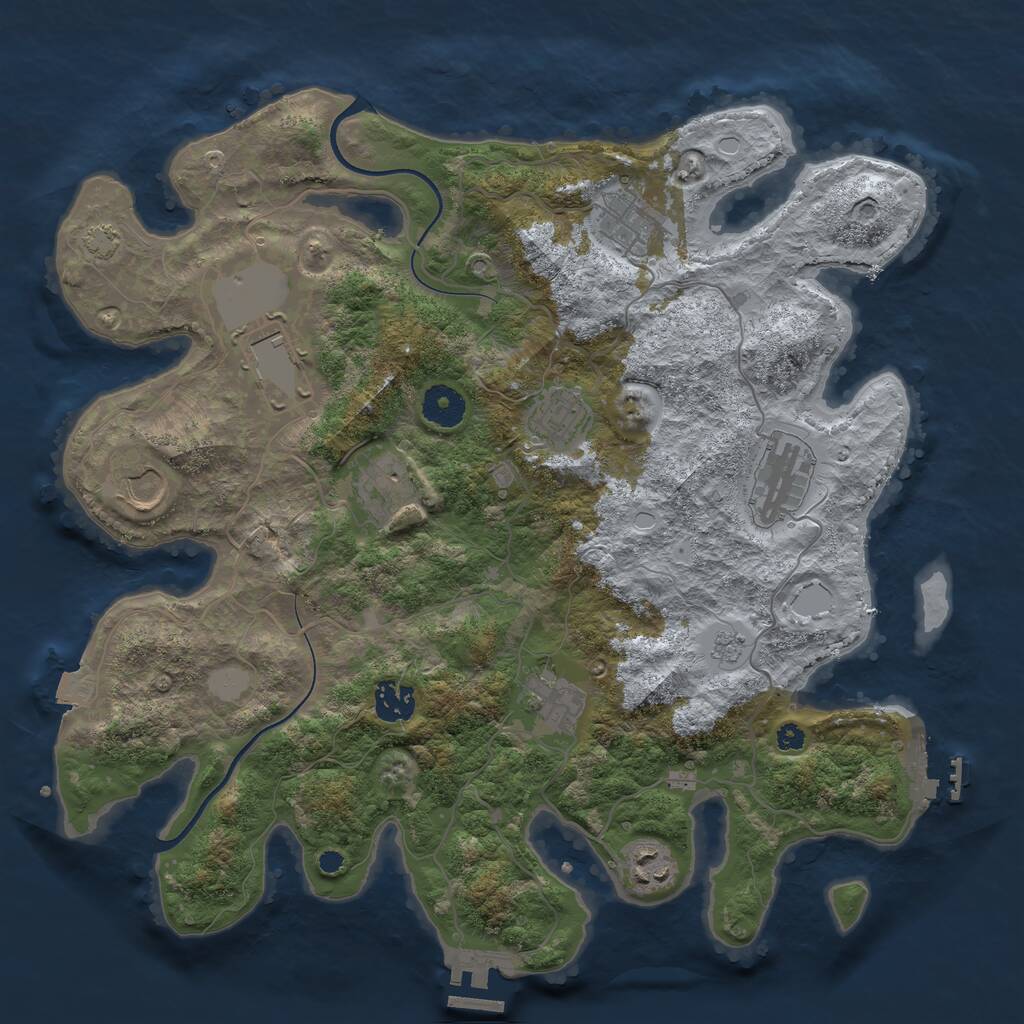 Rust Map: Procedural Map, Size: 3666, Seed: 13251920, 14 Monuments