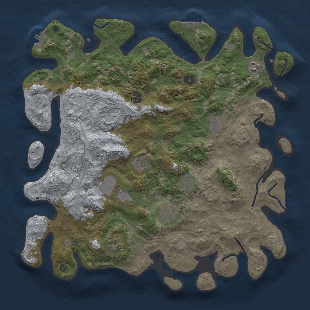 Rust Map: Procedural Map, Size: 4250, Seed: 245664610, 17 Monuments