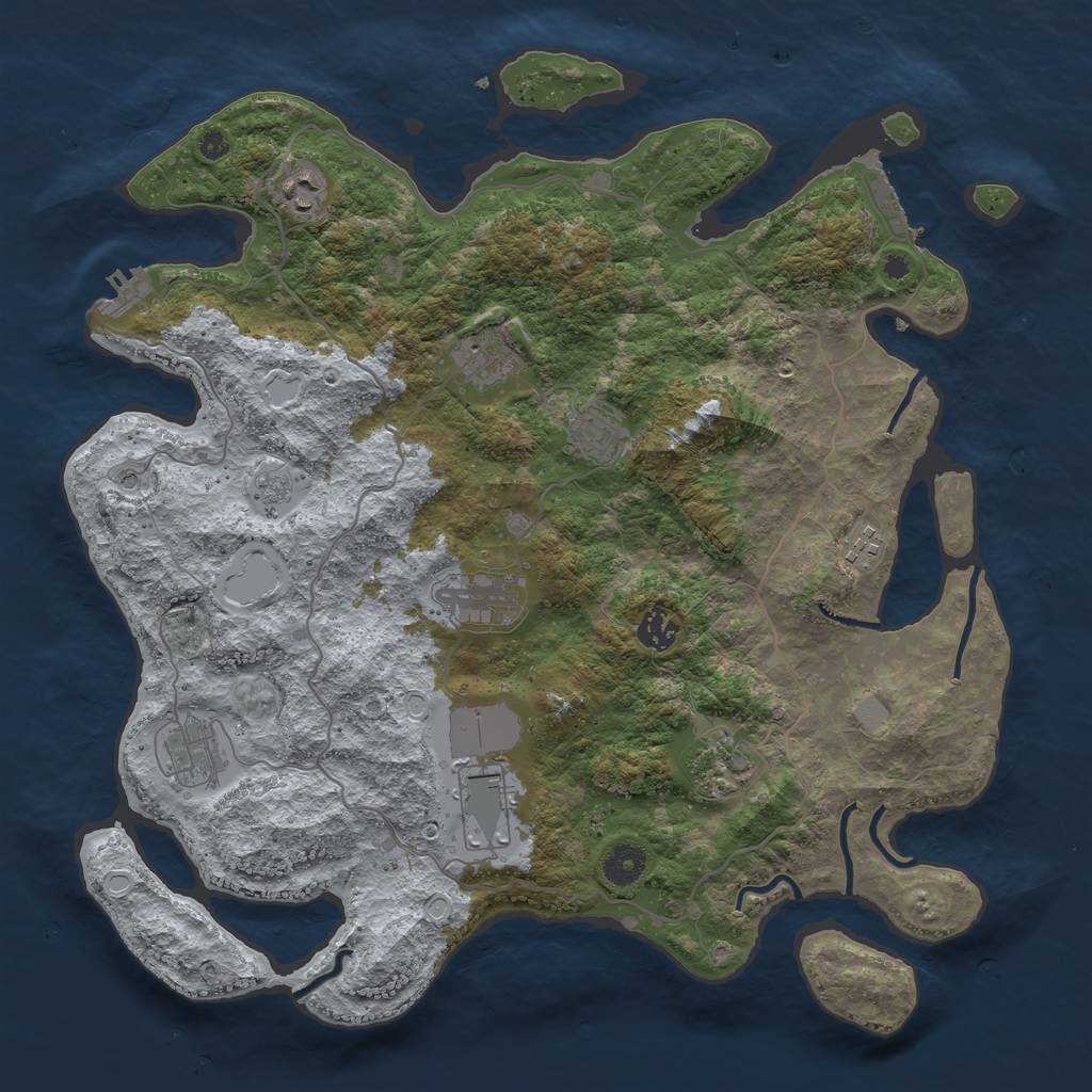 Rust Map: Procedural Map, Size: 4000, Seed: 2045823383, 16 Monuments