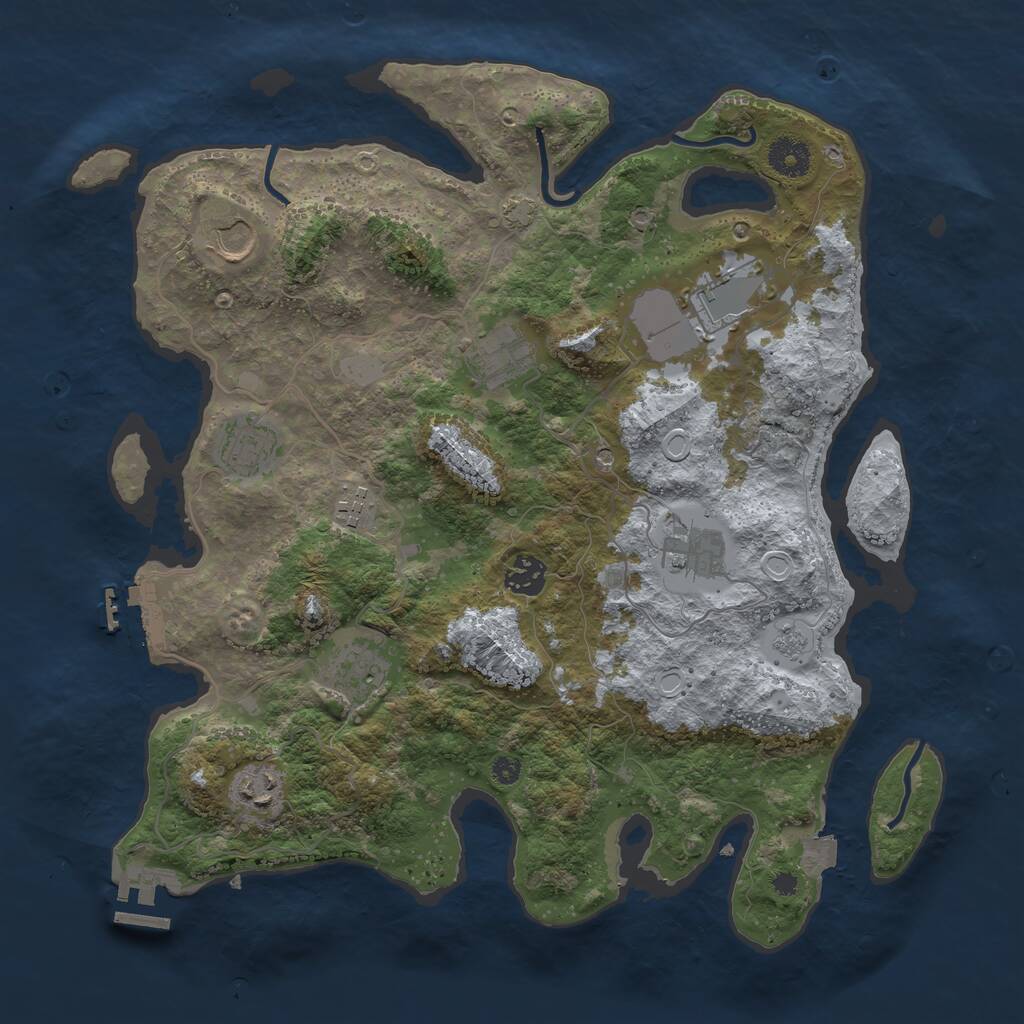 Rust Map: Procedural Map, Size: 3700, Seed: 2033118200, 15 Monuments