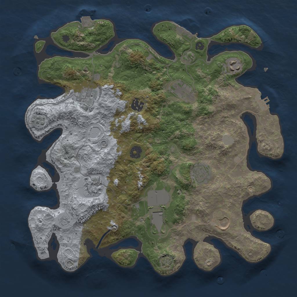 Rust Map: Procedural Map, Size: 3500, Seed: 1078354535, 17 Monuments