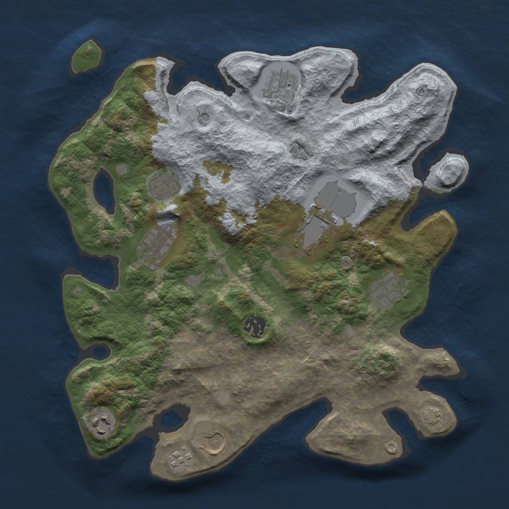 Rust Map: Barren, Size: 3500, Seed: 1803486572, 13 Monuments