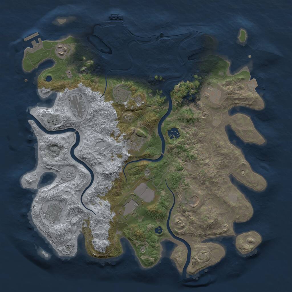 Rust Map: Procedural Map, Size: 3800, Seed: 511513856, 16 Monuments