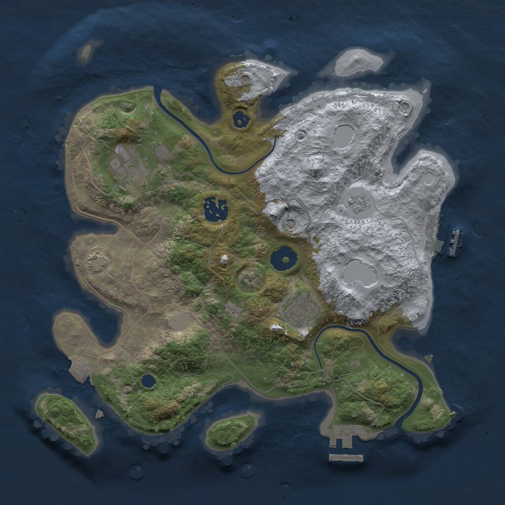 Rust Map: Procedural Map, Size: 3000, Seed: 7854, 9 Monuments