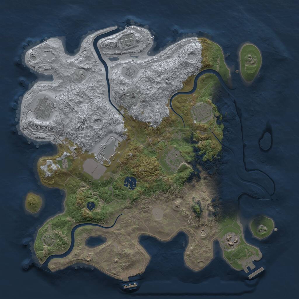 Rust Map: Procedural Map, Size: 3500, Seed: 809364282, 13 Monuments
